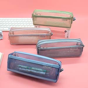 HX-7956 双层莫兰迪系列网纱四方笔袋